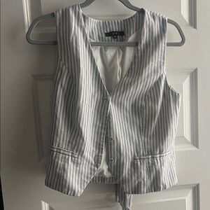 FORTE Women's Striped Gray Blouse Vest